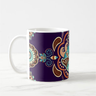 Mug Ornement indien coloré, Frontière géométrique.