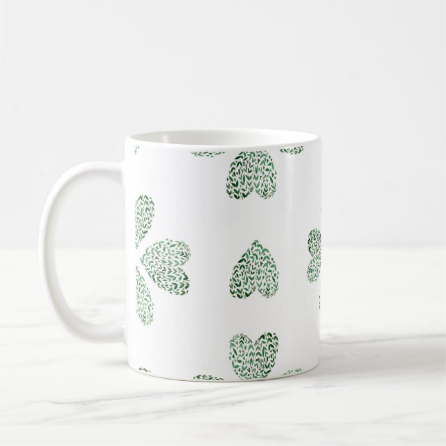 Mug Ornement vert botanique, aquarelle transparente (Gauche)