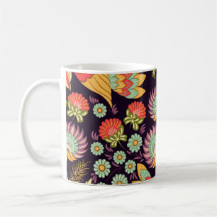 Mug Ornement vintage Folk Floral Birds