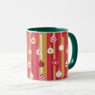 Mug Ornements d'arbre de Noël jaune rouge