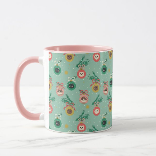 Mug Ornements de chats sur Motif d'arbre (Gauche)