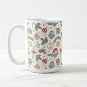 Mug Ornements de Noël anciens et panneaux de paix
