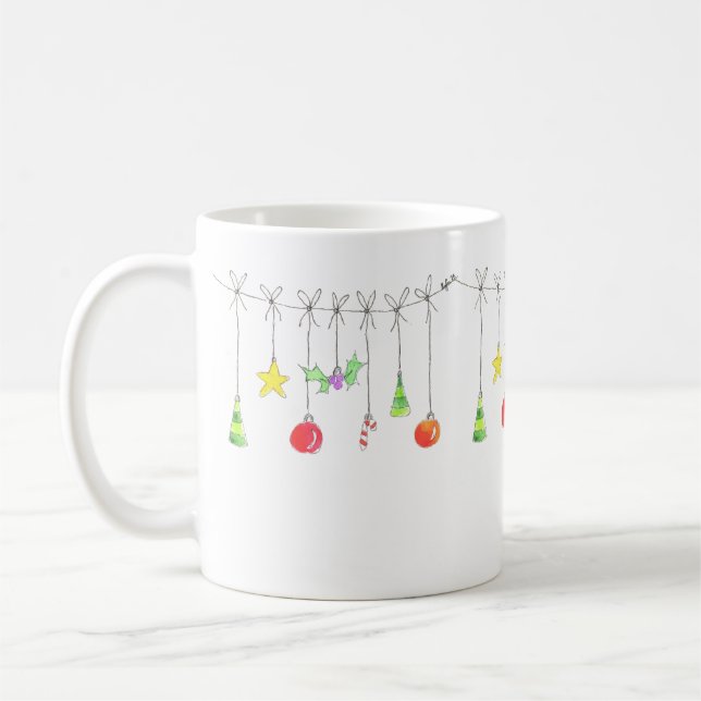 Mug Ornements de Noël Colorés (Gauche)