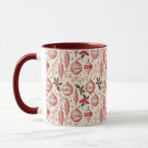 Ornements de Noël en toile rouge chinoiserie