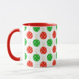 Mug Ornements de Noël modernes - Rouge Vert et Or