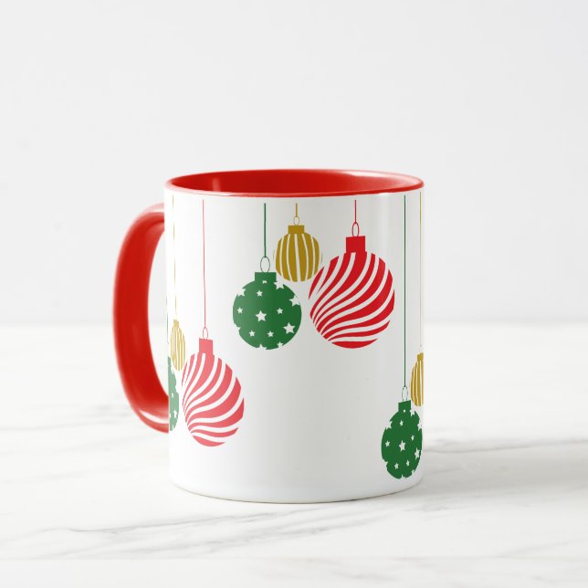 Mug Ornements de Noël suspendus (Devant gauche)