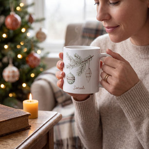 Mug Ornements de Noël Vintage Épine Verte Douce