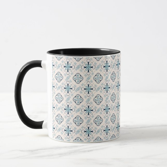 Mug ornements marocains bleu crème ethnique design Est (Gauche)