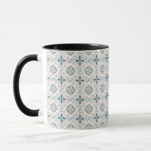 Mug ornements marocains bleu crème ethnique orientale