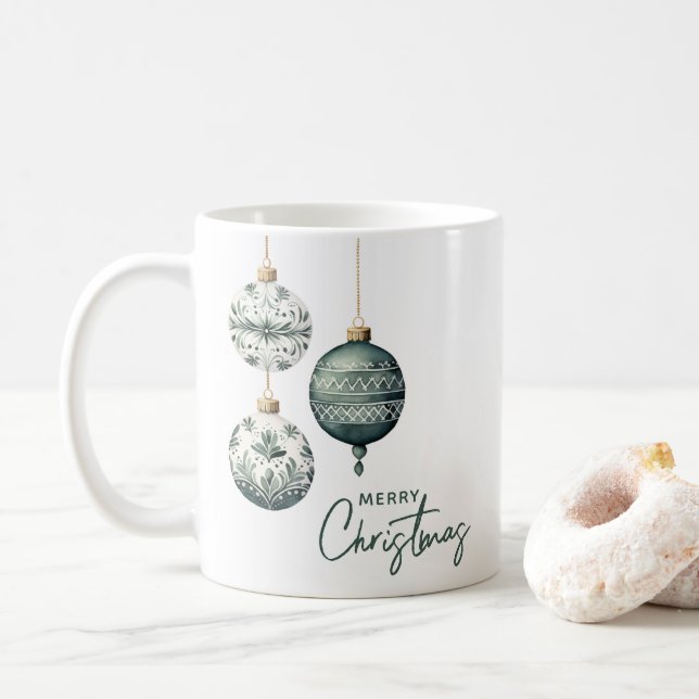 Mug Ornements modernes de style nordique Joyeux Noël (Avec donut)