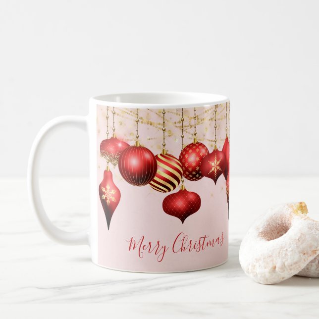 Mug Ornements Rouge or Joyeux Noël (Avec donut)
