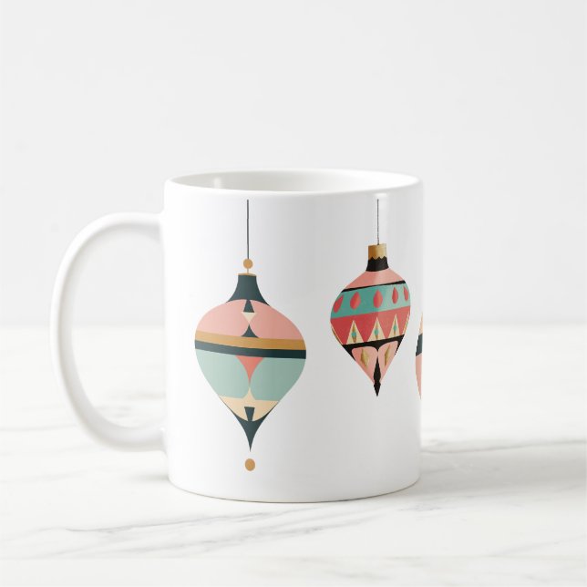 Mug Ornements turquoise et corail rétro du milieu du s (Gauche)