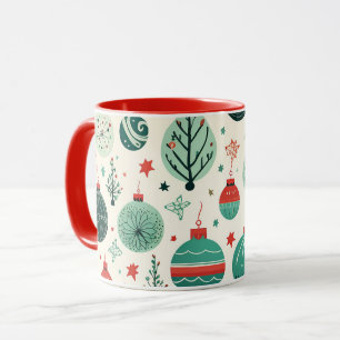 Mug Ornements vintages Arbre Motif Noël rétro
