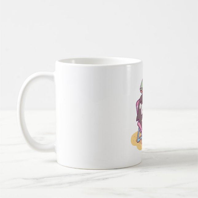 Mug Orque Mignon se Détendant Sous un Parasol de Plage (Gauche)