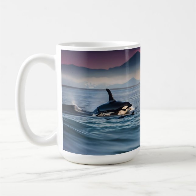 Mug Orques De Mère Et De Bébé Dans L'Océan, (Gauche)