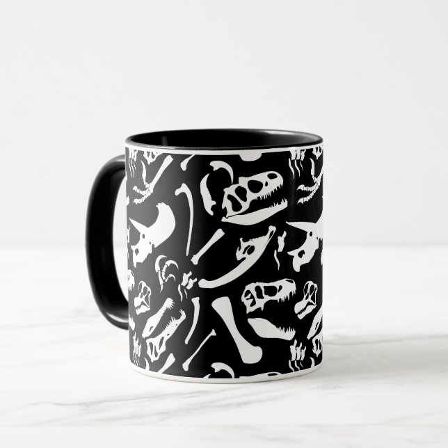 Mug Os de dinosaure (noir) (Devant gauche)