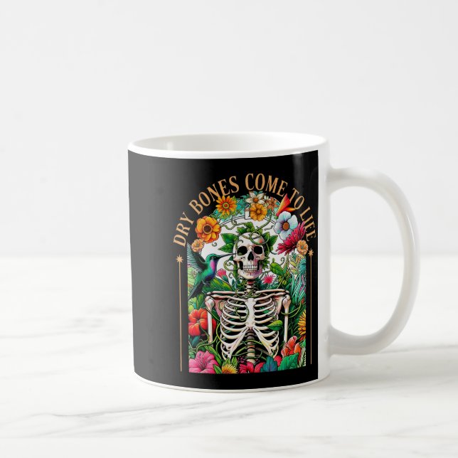 Mug Os secos ossos vêm à vida Esqueleto engraçado Flor (Droite)