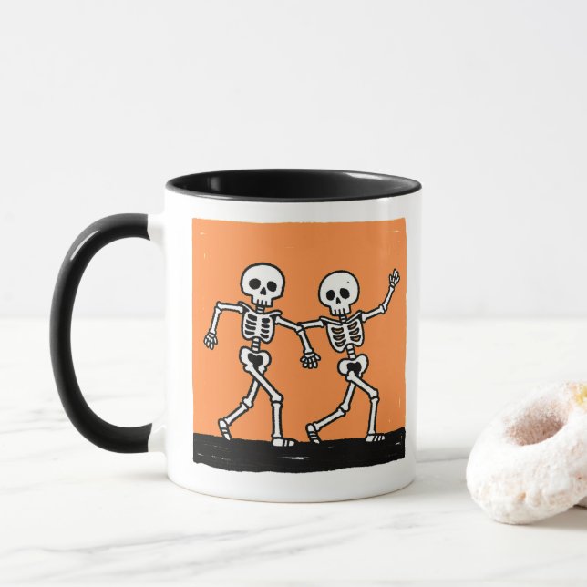 Mug Os squelette drôle danse Halloween (Avec donut)