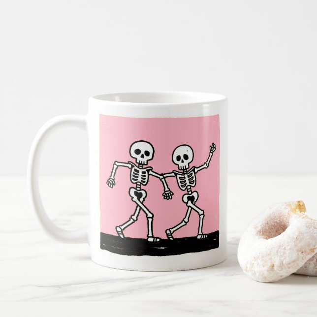 Mug Os squelette drôle danse Halloween (Avec donut)