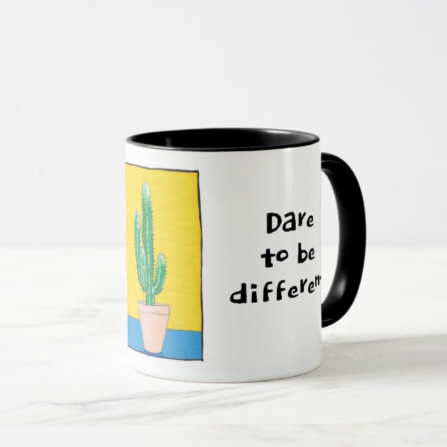 Mug Osez être différent, euphorbia cactus, votre nom (Devant droit)
