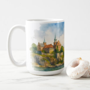 Mug Oslo Norvège Aquarelle, Art de Paysage Urbain Scan