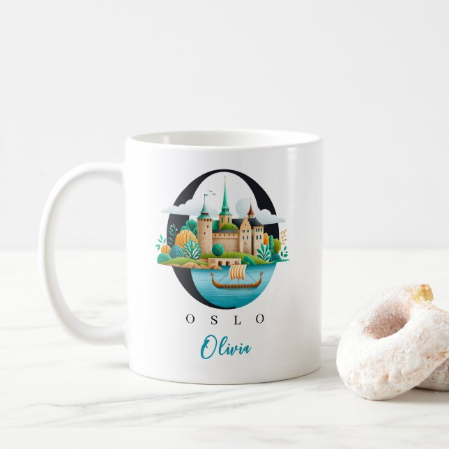 Mug Oslo Norway Monogram Letter O Personalized Gift (Avec donut)