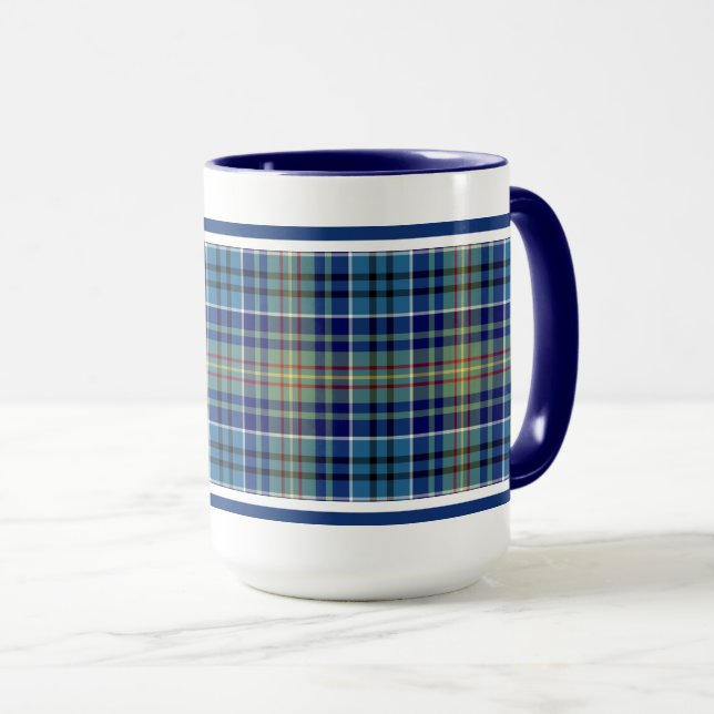 Mug O'Sullivan Tartan Bleu Bleu Irlandais Plaid (Devant droit)