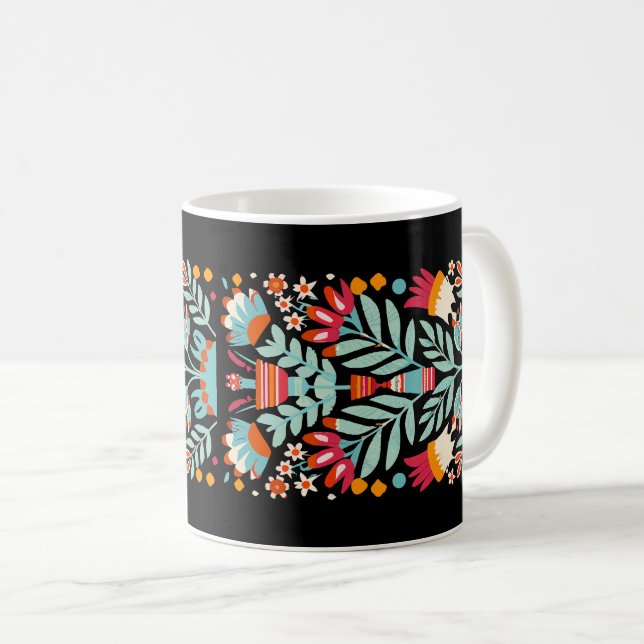 Mug Otomi Flower Motif mexicain Floral Art (Devant droit)
