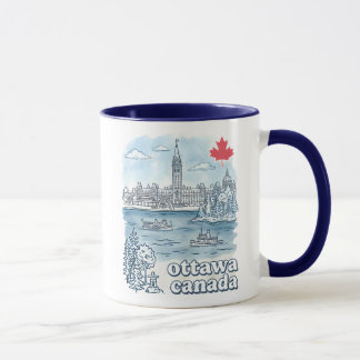 Mug Ottawa Canada Simple Blue Skyline Cute Cityscape