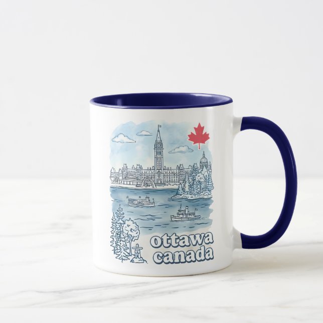 Mug Ottawa Canada Simple Ciel Bleu Cité Paysage (Droite)