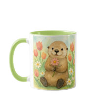 Otter avec fleurs de printemps