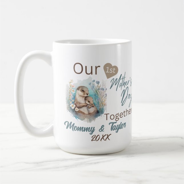 Mug Otter et Baby, notre première fête des mères ensem (Gauche)