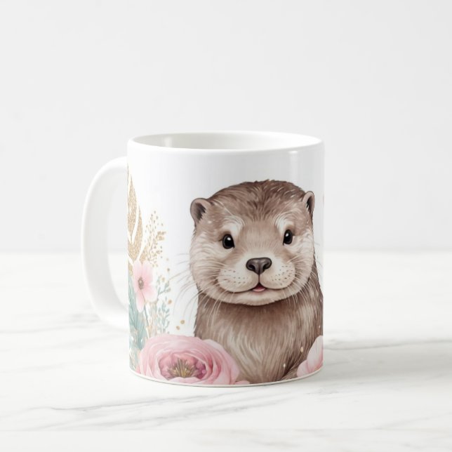 Mug Otter lunaire avec Garland floral (Devant gauche)
