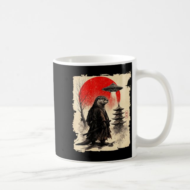 Mug Otter Samurai Retro Ufo Japanese Warrior Art Graph (Droite)
