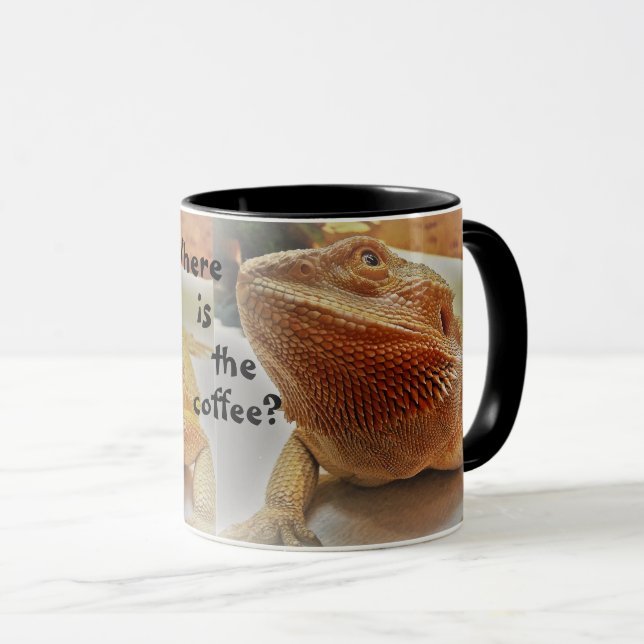 Mug Où est le café Funny Orange Beardie Print (Devant droit)