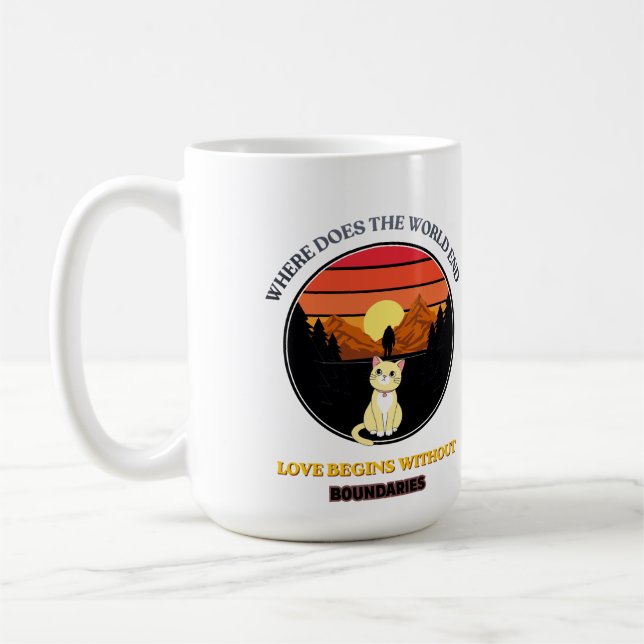 Mug Où le monde se termine-t-il | Chat mignon Rétro Co (Gauche)