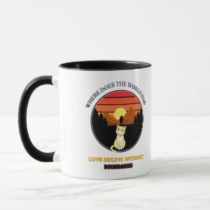 Mug Où le monde se termine-t-il   Chat mignon Rétro Co