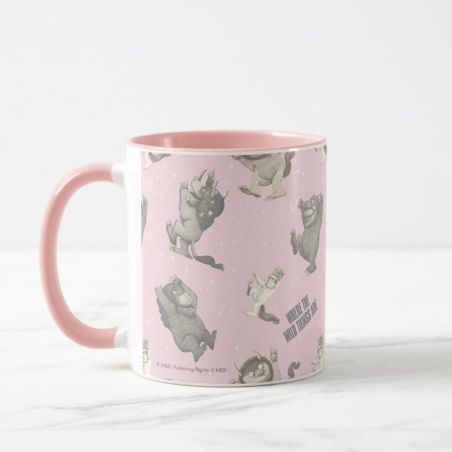Mug Où sont les monstres rose motif étoile (Gauche)
