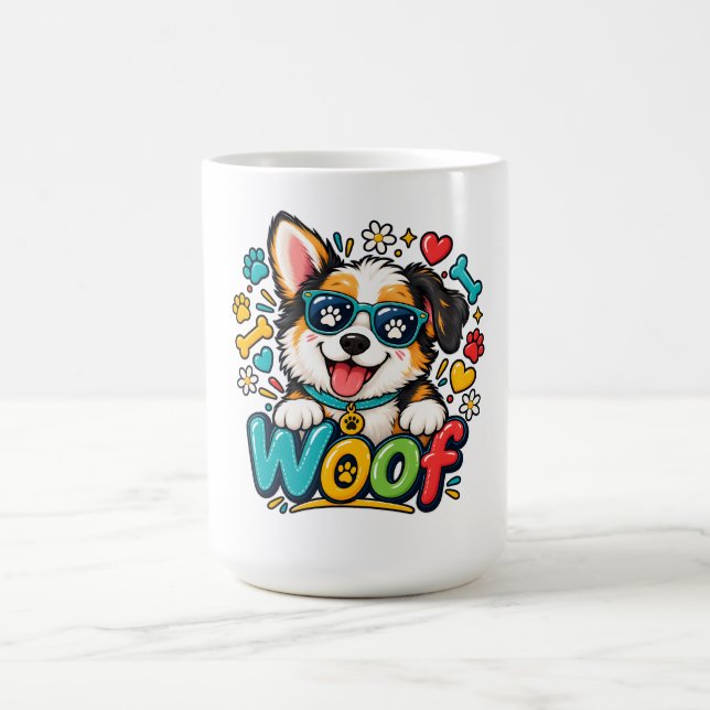 Mug Ouah Chiot Chien Empreinte de Patte Cœur (Centre)