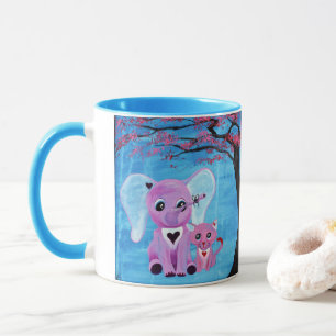 Mug Oubliez-Moi L'Art De Chat D'Éléphant Rose, L'Art D