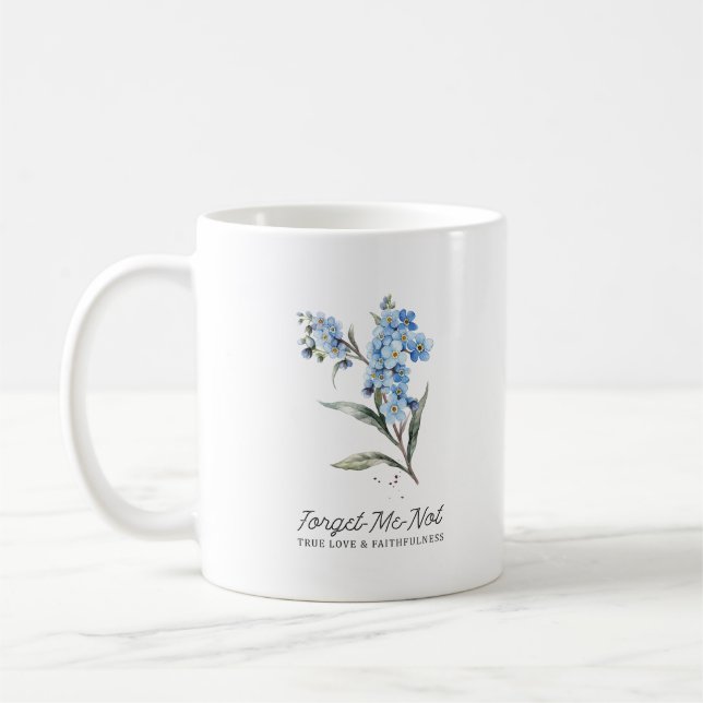 Mug Oubliez-moi pas Fleur Vrai Amour Monogramme Person (Gauche)