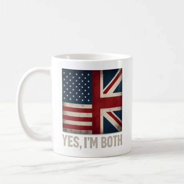 Mug Oui, je suis les deux drapeaux américain et britan (Gauche)