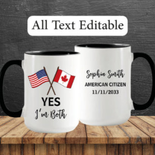 Mug Oui Je suis les deux - US Canada Pride Nom personn