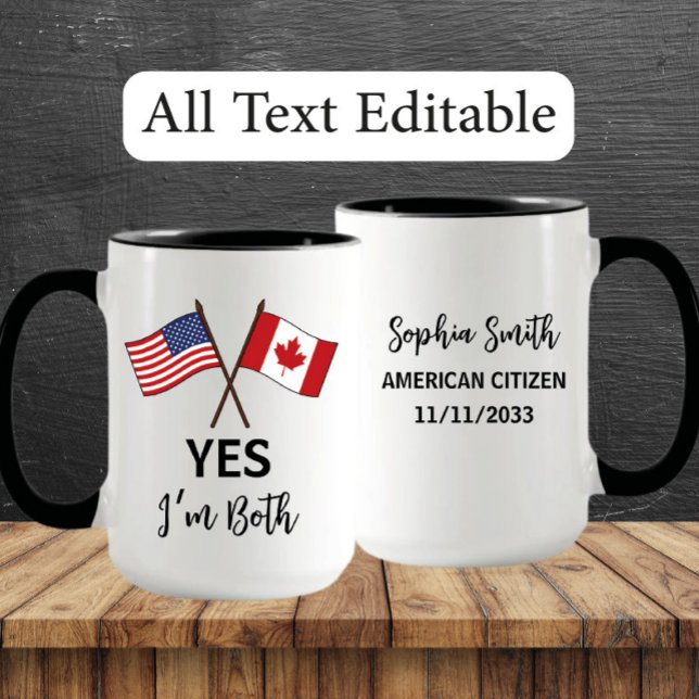 Mug Oui Je suis les deux - US Canada Pride Nom personn (Créateur téléchargé)