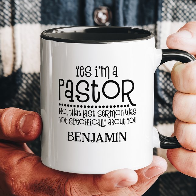 Mug Oui je suis un pasteur drôle nom de coutume religi (Créateur téléchargé)