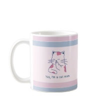 Oui, je suis une maman chatte rose et bleu rayé