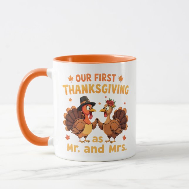 Mug Our First Thanksgiving Mr and Mrs Couples Newlywed (Gauche)