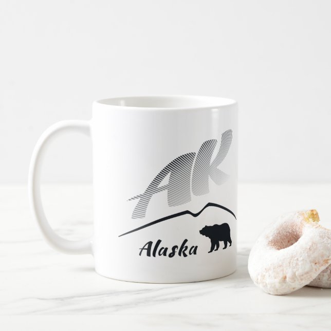 Mug Ours (AK) brun de Kodiak de l'Alaska - logo noir (Avec donut)