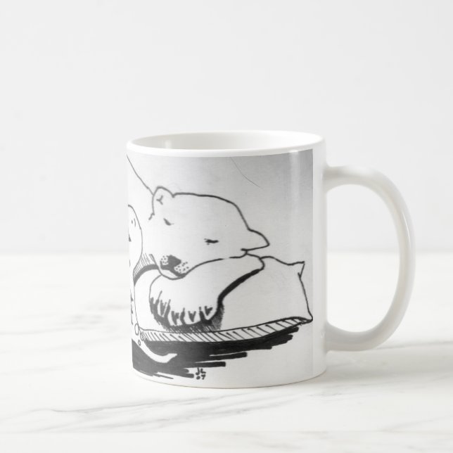 Mug Ours blanc de sommeil avec T-Rex (Droite)