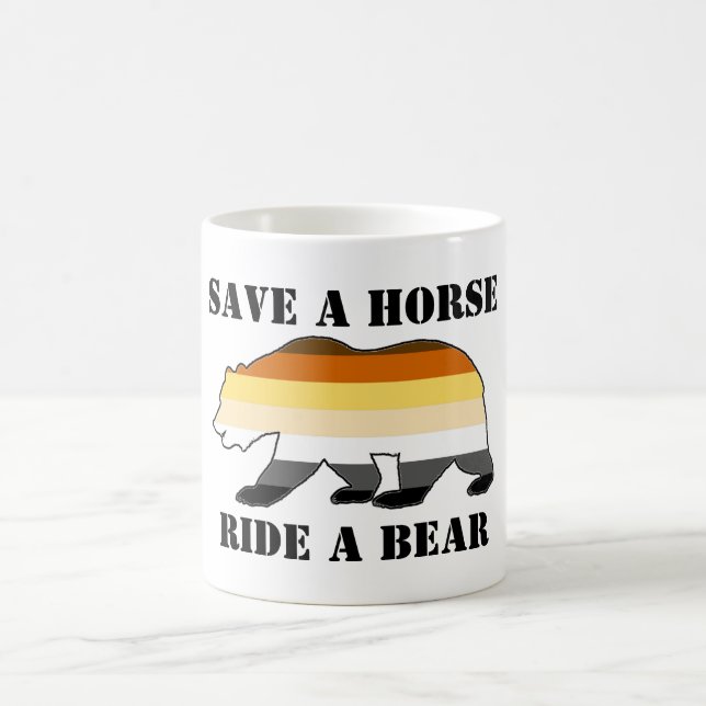 MUG OURS BRUN SAUVEZ UN CHEVAL MONTEZ UN OURS (Centre)